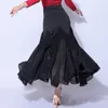 Desgaste de la etapa Falda de baile de salón negro Mujeres Práctica de verano Tango Ropa de baile Estándar Vals Baile de baile Ropa de rendimiento YS4033