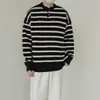 High quality striped sweater with men's button round neck autumn casual knit Korean version trendy and versatile handsome ins