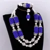 Naszyjniki Zestaw afrykańskiej biżuterii ślubnej Królewska Blue Dubaj Biżuteria dla kobiet duże kulki dobre Nigeria Pullowe koraliki ślubne