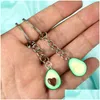 Key Rings Environmentally Friendly Soft Clay Avocado Keychain Fashion Couple Fruit Jewelry Cute Charm Necklace Set Pendant Drop Deliv Dhudf