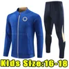 Enfants Enfant Manches longues 23 24 Survêtements de football CFC PULISIC Mount Havertz Ziyech 2023 2024 Ensemble de chemise de football Werner Hudson Kanté Mendy T. Silva Ensemble d'entraînement Veste