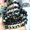 Strand Blue Tiger Eye Stone Beads Bracelet Natural Gemstone DIY Jewelry For Women Men Gift Wholesale