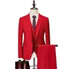 メンズスーツ（ジャケットベストパンツ）2023男子高品質のビジネスブレザー/結婚式の新郎のドレススリーピーススーツ/マンタキシード