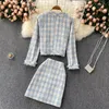 Work Dresses 2023 Autumn And Winter Fashion Ladies Suit Plaid Fringed Short Jacket Sexy Tweed Mini Skirt 2-piece Set