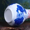 Jarrones Adornos decorativos Jingdezhen Cerámica Florero pequeño Florero Pintado a mano Porcelana azul y blanca Encanto de loto