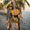Mens Tracksuits Spring Summer Highquality Beach Mens Hawaiian Leopard Print Short Sleeve Button Up Shirt Shorts Holiday M 230418