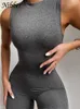 Combinaisons pour femmes Barboteuses Nibber basique moulante combinaison pour femmes vêtements décontracté marron Fitness barboteuses 2021 Y2K combishort activité Streetwear salopette P230419