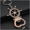 Keychains Lanyards Vintage Ship Rudder Bottle Opener Keychain Pendant Metal Corkscrew Household Kitchen Tools Drop Deliver Dhgarden Dhgp4