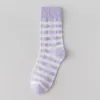 Women Socks 2023 Purple Women's Medium Tube Korean Style Instagram Tide Striped Taro Lovely Japanese Woman's Stockings