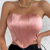 Serbatoi da donna Zabrina Stain Corsetti Rosso Blu Crop Top Elegante Night Club Party Tube Vest Rave Sexy senza spalline Short Tee Abbigliamento