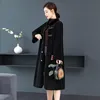 Damen Wollmischungen Chinesische Kleidung 2023 Mode Vintage Jacke Mäntel Stehkragen Schnalle Stickerei Nerz Wollmantel Plus Größe 4XL F28