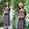 Ethnic Clothing 2023 Harajuku Flower Embroidery Denim Skirt Chinese Retro Woman A-line Vintage Women Elastic Waist Midi