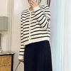 Women's Sweaters White Black Striped Short Cardigan Women Korean Fashion Sweater Elegant Long Sleeve Top Spring cardigan women traf 231118