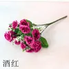 Dekorativa blommor 5heads mini rosor bukett konstgjord blomma bröllop scen layout falsk vardagsrum jul hem skrivbord dekor tillbehör tillbehör