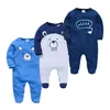 Pyjamas De Baby Overall geboren 3PCS Baumwolle Infant Jungen Pyjamas Frühling Cartoon Nachtwäsche Langarm Mädchen Pyjama Hause Tragen 231117