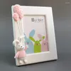 Quadros de 7 polegadas Creative Po Frame Cartoon Urso de plástico Planta de clipe Planta para presentes de decoração de desktop em casa