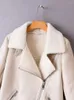 Women's Trench Coats Women Winter Faux Sheepskin Leather Jacket Thick Warm Suede Lambs Motorcycle Coat With Belt Bomber