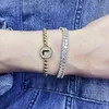 Bracciale con lettera iniziale color oro 26 per donna Uomo fatto a mano 4MM perline in acciaio inossidabile zircone nome bracciali amanti gioielli regalo