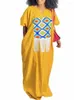 Ethnic Clothing Satin Maxi African Dress For Women Dashiki Africa Clothes Kaftan Robe Africaine Femme Loose Fashion Print Long Abaya Gown