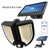 Outdoorowa lampa ścienna LED Solar Lights 90LED DOUBLE STRONA Regulowane jasne Solar Dusk to Dawn, IP65 Wodoodporne zasilane światło powodziowe dla ganku Garaż stodoły