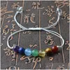 Perlen 12 Stück/Set 8 mm 7 Chakra Colorf Naturstein Perlen Kristall Armband für Frauen geflochtene Seil Armbänder Reiki spirituelle Yoga Jewelr Dhudo