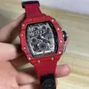 Rörelse klockor Richardmille Top Lithe Wristwatch Red Devil Carbon Fiber Watch Men's Black Technology Luxury Samma Mechanical Watch Mill RM056 RB3L98