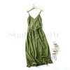 Casual Dresses Modishdutti Spring Summer Women Sexy V-Neck Backless Camisole Party Dress Casual Sleeveless Green Linen Midi Dresses Ladies 230418