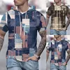 Heren t shirts zomers mode heren kraag kraag korte mouw tee pullover vintage casual etnische kleurblok camisas