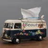 Tissue Boxes Napkins Retro Box Bus Iron Dustproof Removable Organizer Paper Storage Multi color Family Restaurant el Office Decorati 230418