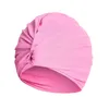 Zwempetten vrouwen verstelbaar zwembad zwembadbaden in zwembadbaden Beveiliging Lange haaroor tulband geplooide stof Hoofdkleding Yoga Caps Multi Colors P230418NICE