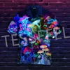 Koszulki męskie grzybowe hipppy trippy tatuaż kolorowy 3dprint letni streetwear retro zabawne hawajskie krótkie rękawy x4