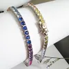 Catena a catena Solido vero argento 925 3 mm Bracciale tennis con zirconi arcobaleno 15/16/17/18/19/20/21 cm Catena di gioielleria raffinata piuttosto colorata per donna