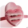 Jewelry Boxes Heart Shaped Box Veet Ring Pendant Earrings Display Case Storage Holder For Proposal Engagement Drop Delivery Packaging Dhpsc