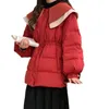 レディース冬の服2023ファッション女性クロップドコートソリッドコットンパフコートラペルダウンジャケット