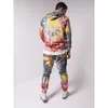 Men's Tracksuits 3 D Digital Printing To Dye The Gradient Europe And United States Men's Fleece Suit For Foreign Trade