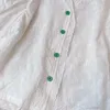의류 세트 캐주얼 한 꽃 어린이 여름 흰색 레이스 티셔츠 청바지 2pcs 정장 싱글 가슴 어린이 옷