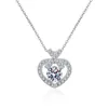 Chaînes COSYA Réel 1 Ct Coeur Moissanite Pendentif Collier Pour Femmes 925 Chaîne En Argent Sterling Plaqué PT950 Colliers Fine Jewelry Gift