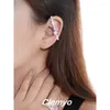 Dos Boucles D'oreilles De Mode Argent Couleur Incrustation Bleu / Rose Zircon Coeur Clip AUCUNE Boucle D'oreille De Perforation Pour Les Femmes Charme Cristal Oreille Bijoux Cadeaux