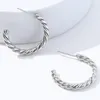Boucles d'oreilles créoles torsadées tendance pour femmes, en acier inoxydable, en forme de C, accessoires minimalistes, bijoux à la mode, cadeau
