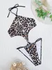 Женские купальники 2023 Halter One Piece Swimsuit Leopard для женщин сексуальное купальное костюм Hollow Out Bodysuit