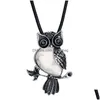 Pendant Necklaces Qimoshi Natural Stone Owl Men And Women Fashion Cure Halloween Energy Necklace Gift Drop Delivery Jewelry Pendants Dhf5D