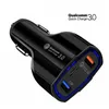 3 USB -poorten snelle auto -oplader snel opladen 3.0 Auto telefoonladeradapter voor iPhone Samsung Charger geen retailverpakking