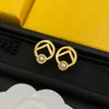 Classic Fashion Simplicity Hoop Earrings Stud Women Hardware Engraved Initial F Full Diamond Earring Ear Studs Designer Jewelry Gifts FER16 --12