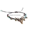 Charmarmband Crack Glaze Forest Retro Small Elk Armband Kvinnlig mode Ny produkt Drop Leverans smycken Dh9hu