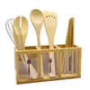 Storage Bottles Chopsticks Tube Box Multifunctional Bamboo Wood Drain Spoon Rack Cage Kitchen ZP72715