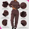 Özel Kadın Spor giyim artı Boyut Sıradan Polar Sweetpants Nefes Alabilir Joggers Hoodies İki Parçalı Spor Takım Sweatshirt