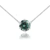 Fine Jewelry 14K White Gold Filled Round Brilliant Cut 7Mm Blue-Green Moissanite Diamond Necklaces For Women