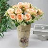 Fleurs décoratives 30 cm Bouquet Artificiel Rose Rose Fleur De Soie 10 Grand Et 5 Bourgeon Décoration De La Maison Fournitures De Mariage Un Bouquet Faux