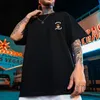 Tshirts masculinos, estilo de verão europeu e americano Men, camiseta solta tendência casual Hip Hop Impresso de manga curta Bottoming 230419