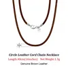 Genuine Italian 2mm Brown Leather Cord Chain Necklace for Women Men with 925 Sterling Silver Clasp Trendy Jewelry SC62 Fine JewelryNecklaces